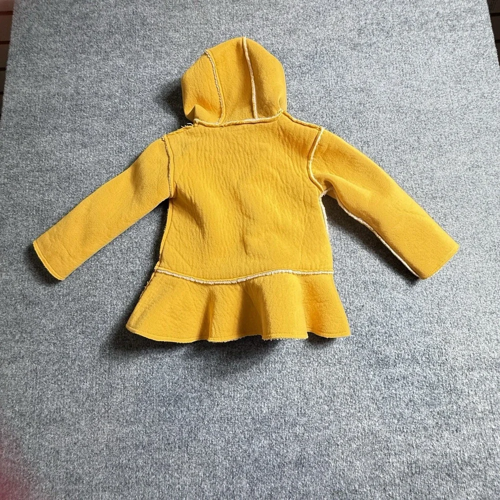Mustard Yellow‎ Sherpa Lined Hooded Jacket Girls Peplum Coat with Bow Detail